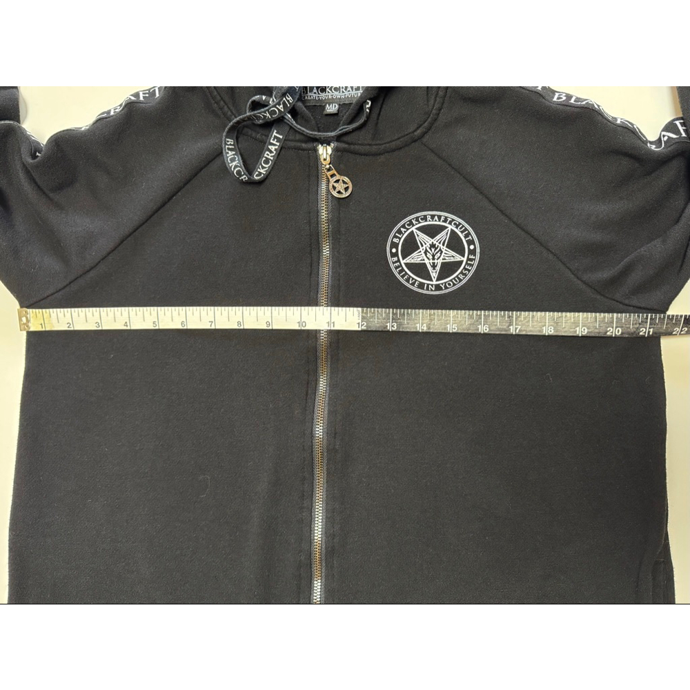 BLACKCRAFT Women’s Black White Witching Hour Long Hoodie Sz M - Picture 4 of 14